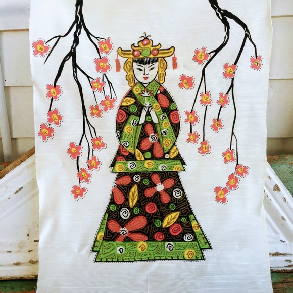 Unbranded Other - Vintage Japanese Lady Cherry Blossoms Silk Picture